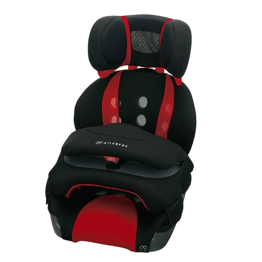 美品 エールべべ ジュニアシート サラット 3ステップクワトロST 赤