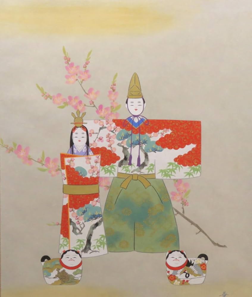 真作】松影/少女図/シャボン玉/横物/掛軸/名家伝来/AA-294