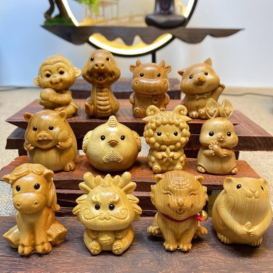 Amazon.co.jp: 干支置物 干支飾りの飾り手作りのミニ馬の置物木製の