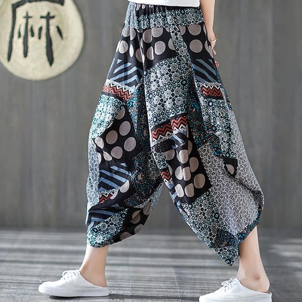 6105 中川政七商店 リネンガウチョパンツ 麻100% サイドポケット