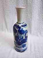 出石焼 花柄 染付 一升 徳利 [B31383] 出石焼 花柄 染付