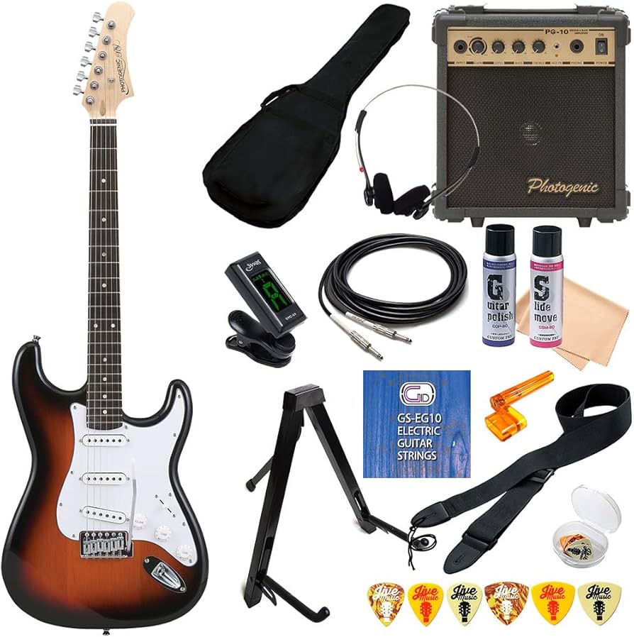 Amazon | エレキギター 初心者セット 15点 PhotoGenic ST180 SB サン