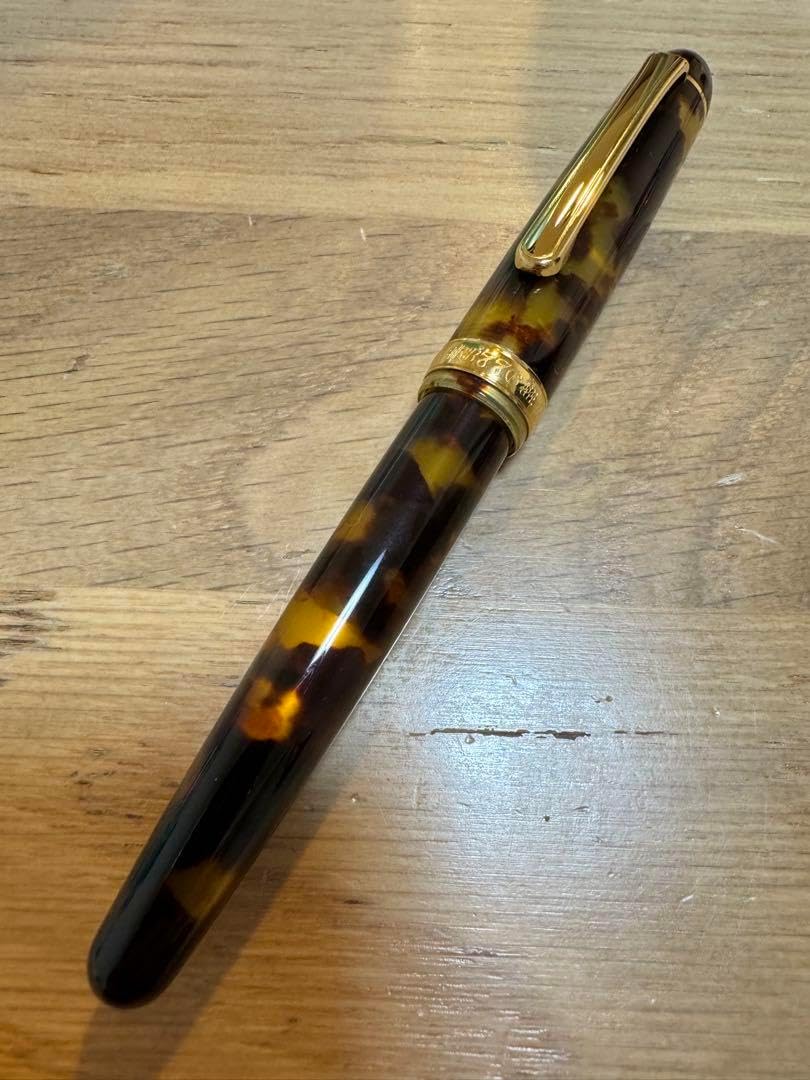 PLATINUM 万年筆 3776 セルロイド 鼈甲 ペン先14K 細字 プラチナ萬年筆