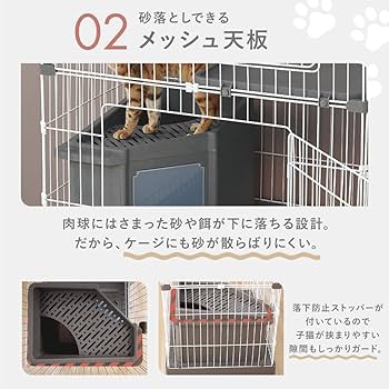 Amazon.co.jp: アイリスプラザ キャットケージ 猫 ケージ トイレ一体型