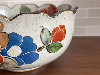 Amazon.co.jp: 茂山窯 菓子鉢 特選 手描き 高級 器 花 椿 美濃 焼 陶器