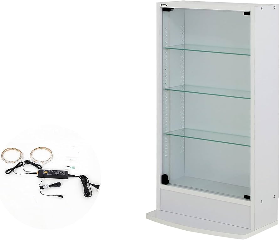 JAJAN ホワイト ガラス ディスプレイケース Amazon.co.jp: (JAJAN)[ 鍵