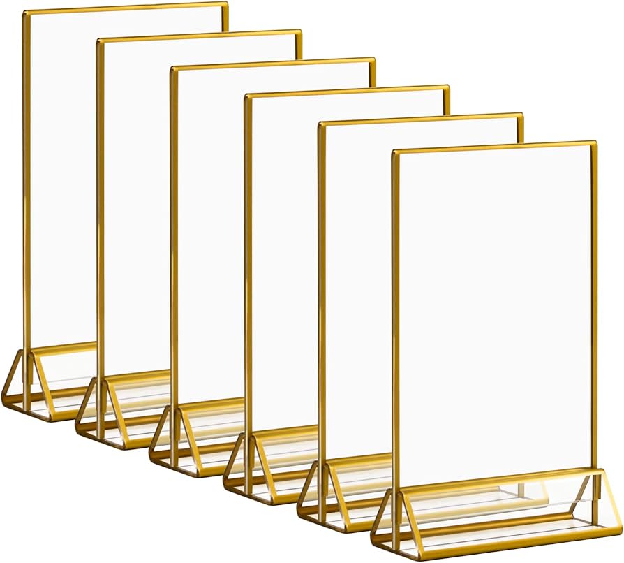 Amazon.com: Acrylic Gold Sign Holders, 5x7 Vertical Clear Picture
