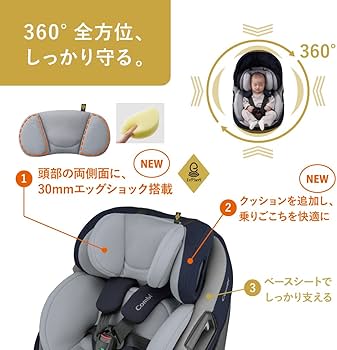 Amazon | コンビ ISOFIX固定 新生児対応 回転式 チャイルドシート