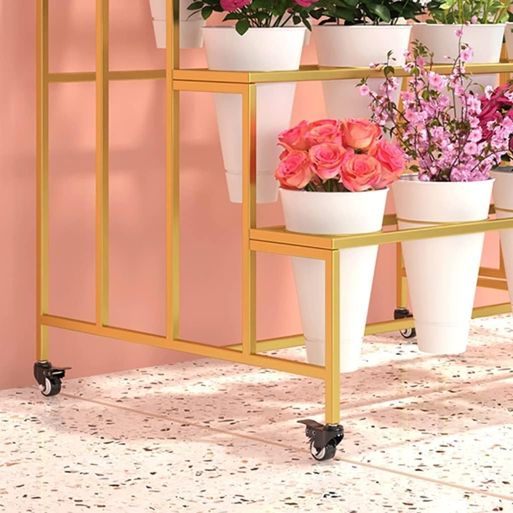 12個のバケツ付き 3段フラワーディスプレイラック 棚 植物スタンド