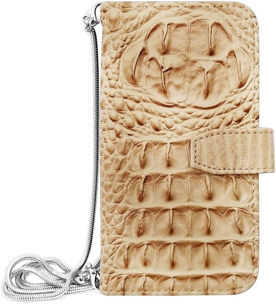 ベージュ クロコダイル型押し本革手帳型ケース 名入れ スマホケース 本