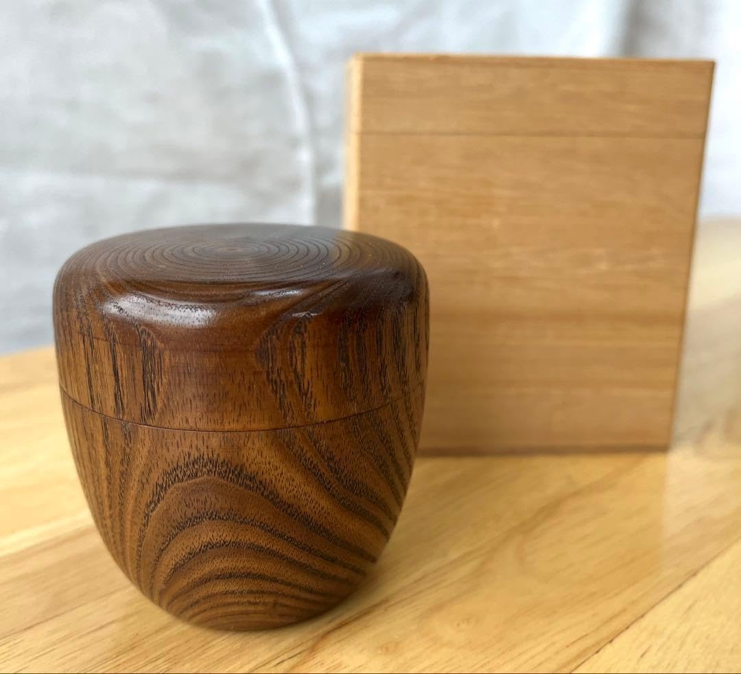 森陶岳 黒備前丸壺茶入 仕服:藤種緞子 茶道具 中古品