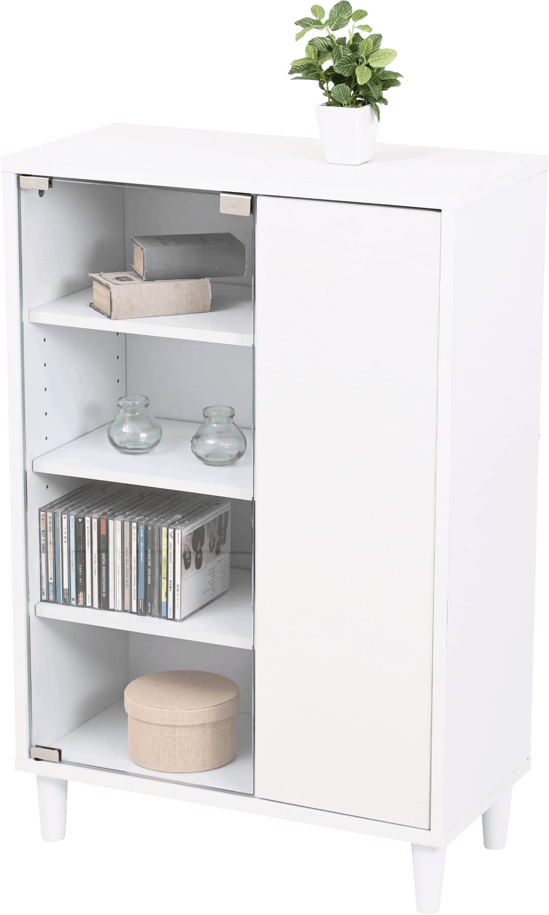 Amazon｜JKプラン ガラスキャビネット 白 ホワイト 幅60 奥行30 高さ90