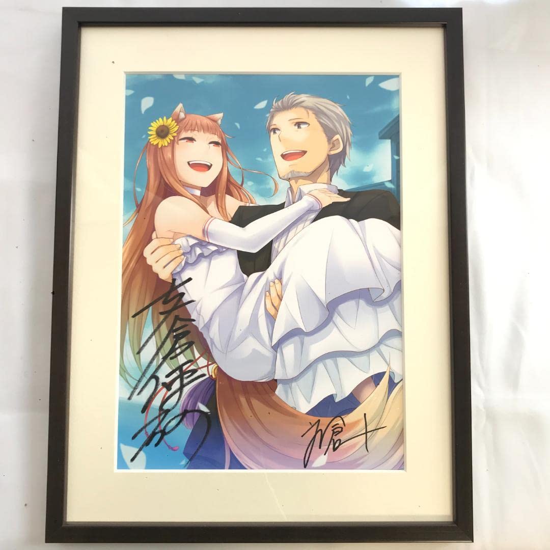 狼と香辛料 狼と羊皮紙 箔押しサイン入り 複製原画 支倉凍砂 文倉