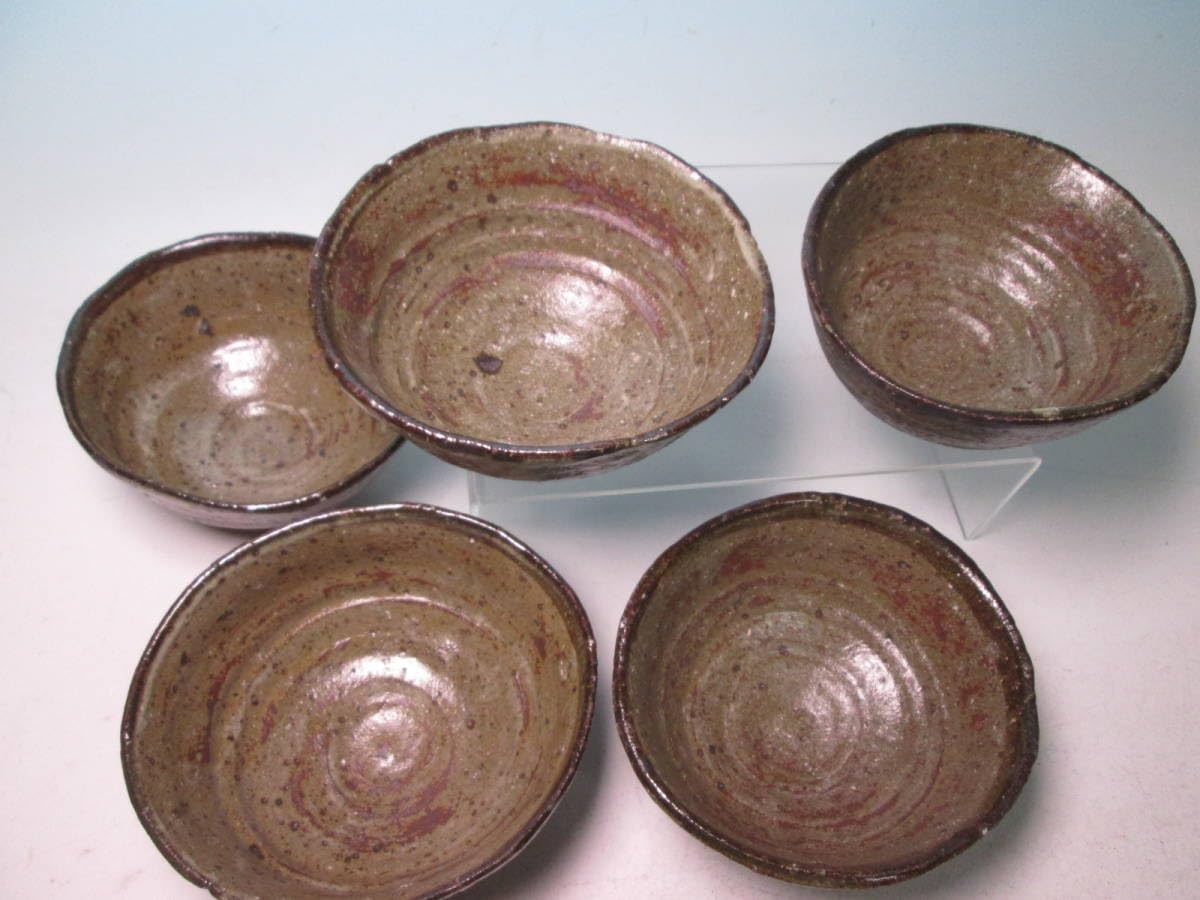 蕗窯 小松功 小松華功作 絵瀬戸筋文小碗 共箱 東さ7-1102④ 蕗窯 小松