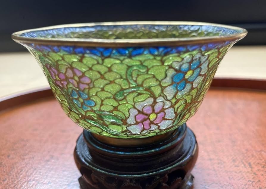 旧家蔵出し アンティーク 中国古玩 省胎七宝 透胎七宝 ガラス七宝