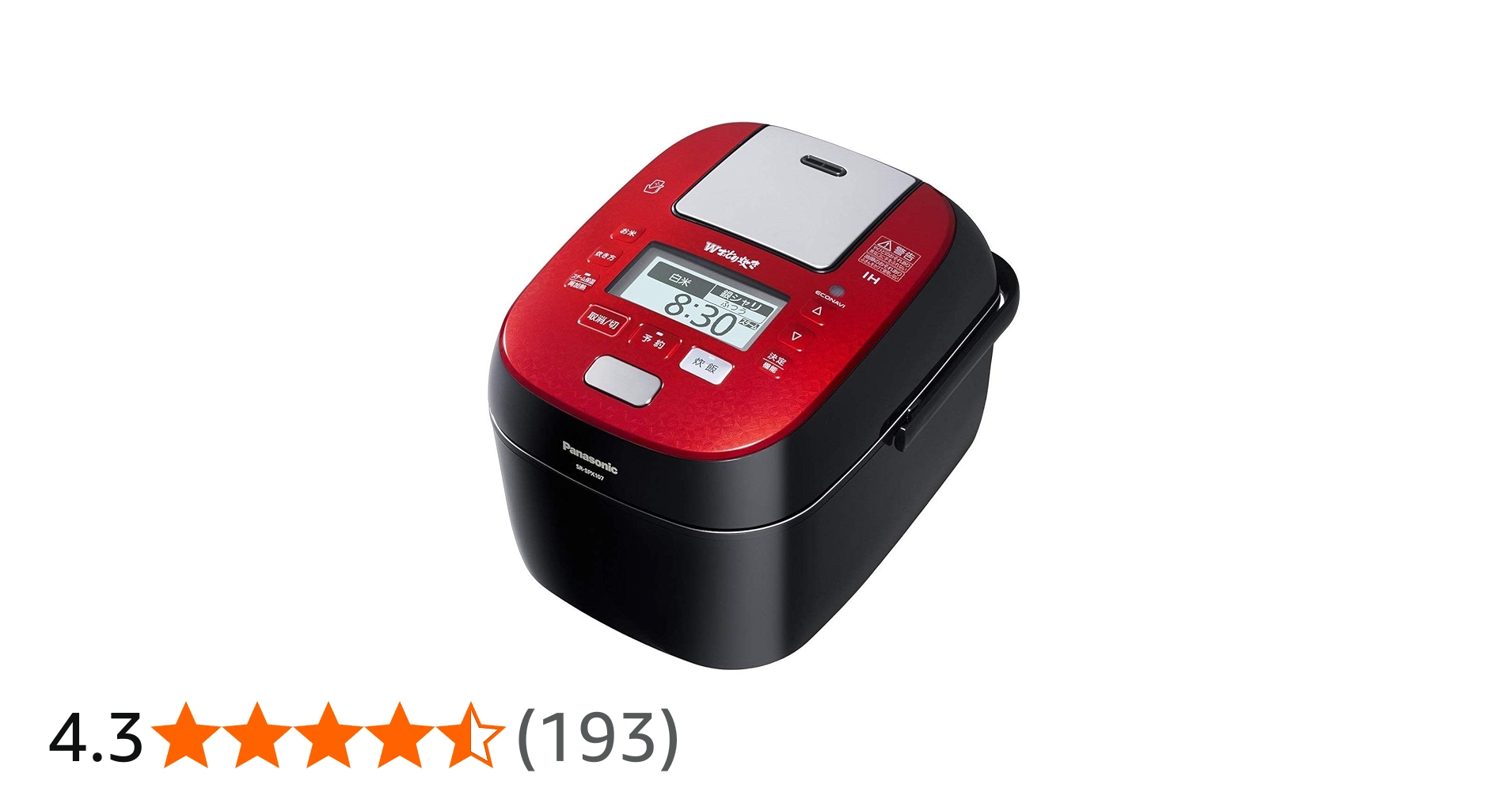 動作確認済】Panasonic SR-SPX105 炊飯器 赤 即購入OK 動作確認済
