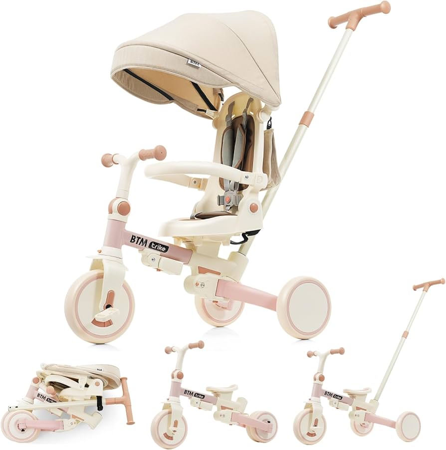 Amazon.co.jp: SOFTSEA 三輪車 子供用 手押し棒付き 折りたたみ 7in1 6