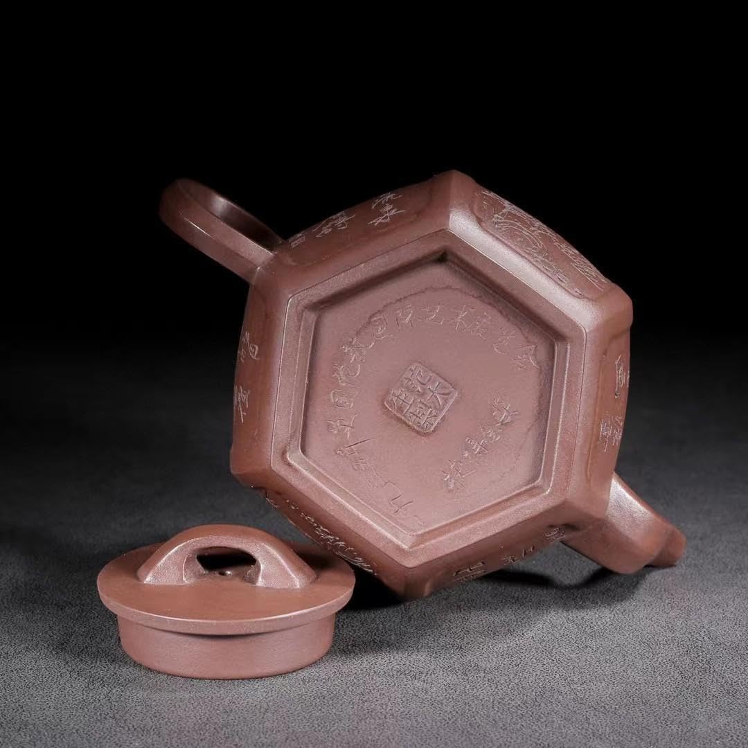 中国古美術・六角紫砂壺・ 底款:范大生・宜興原鉱・紫泥急須・