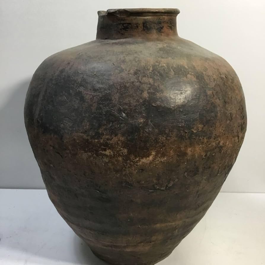 壷□古い飴釉耳付き立ち壺 花瓶 オブジェ 須恵器 古玩 唐物 時代物