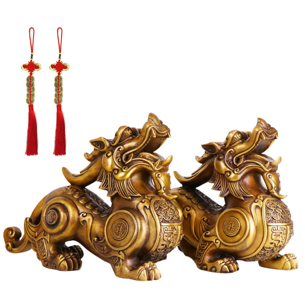 Amazon.co.jp: ヒキュウ 貔貅 ひきゅう 雄雌セット 一対 銅製 風水