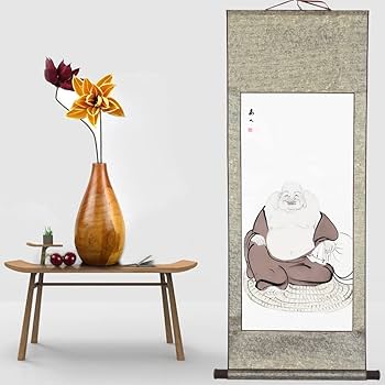 掛け軸 一心 作 布袋様 紙本 希少 軸装 茶道具 掛軸 美品 です。 Amazon