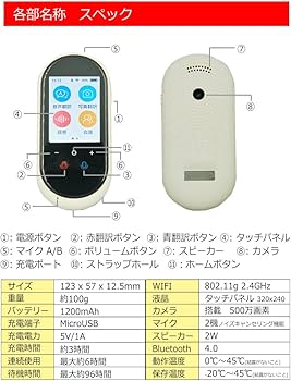 Amazon.co.jp: 翻訳機 0.2秒で 瞬間 翻訳 最新 瞬トーク 106種類 の