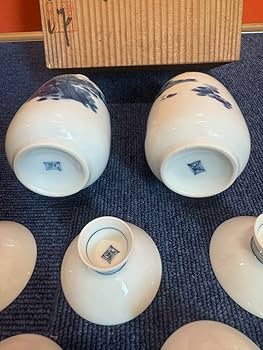 Amazon.co.jp: 1884 有田焼 畑萬陶苑 染付山水 酒器セット 徳利2客