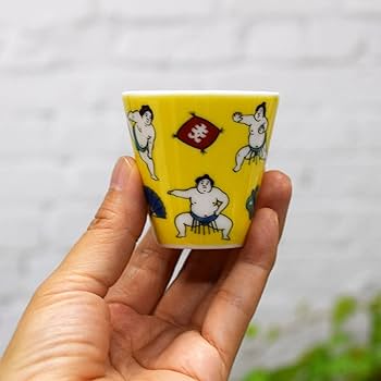 馬場真右エ門 前田泰昭 有田焼 ぐい呑お猪口盃 青色 陶器製 木