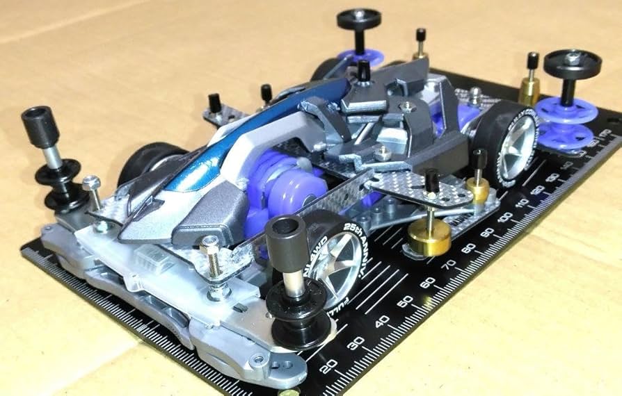 入門にも◎ミニ四駆完成品カスタムマッハフレームB-MAXシルバーブルー