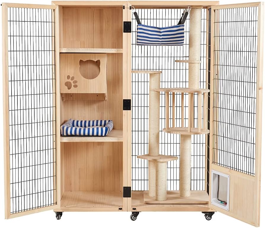 Amazon.co.jp: 天然木 無垢材 猫 キャットハウス 一軒家 大型キャット