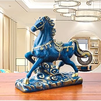 青色の陶器製馬の彫刻 青色の陶器製馬の彫刻