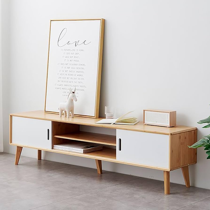 Amazon.com: TV Console Table Bamboo TV Cabinet Low Entertainment