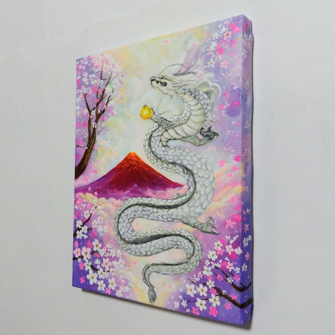 原画 龍 動物画 絵画 アクリル画 現代アート 細密画 手描き 一点物 原画 龍