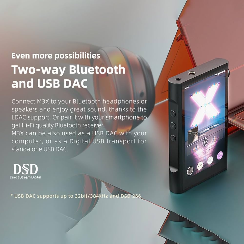 SHANLING M3X 64GB MP3 Player, Dual ES9219C MQA DAC/Amp, 4.2