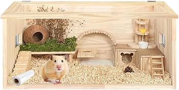 Amazon | Puhang ハムスターケージ 飼育ケージ ハムスターハウス 木製