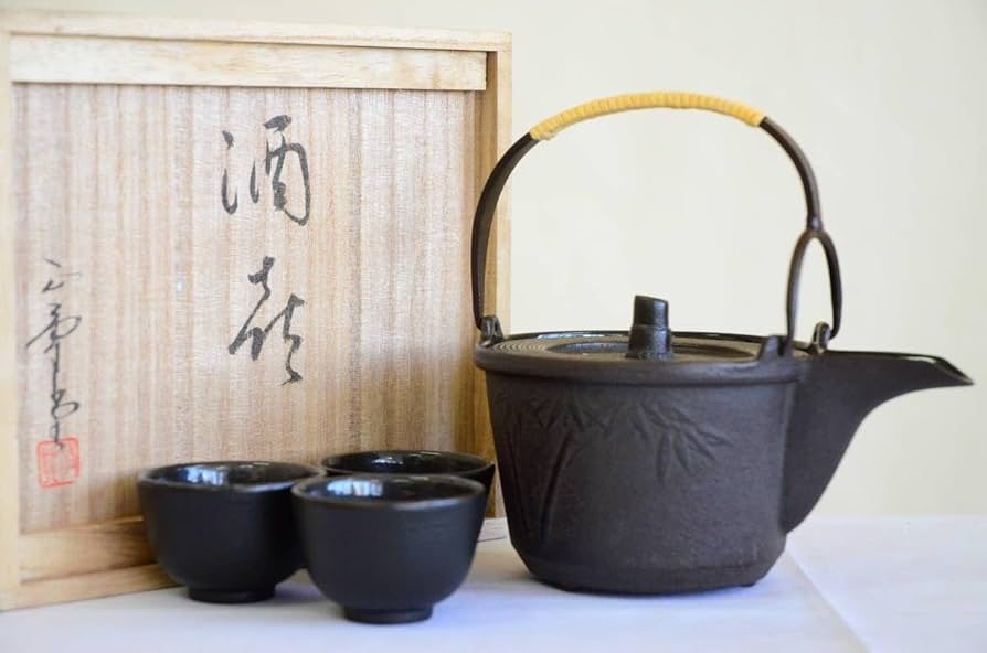 Amazon.co.jp: 人間国宝 高橋敬典 正寿堂 酒器 竹 笹地紋 燗瓶 銚子