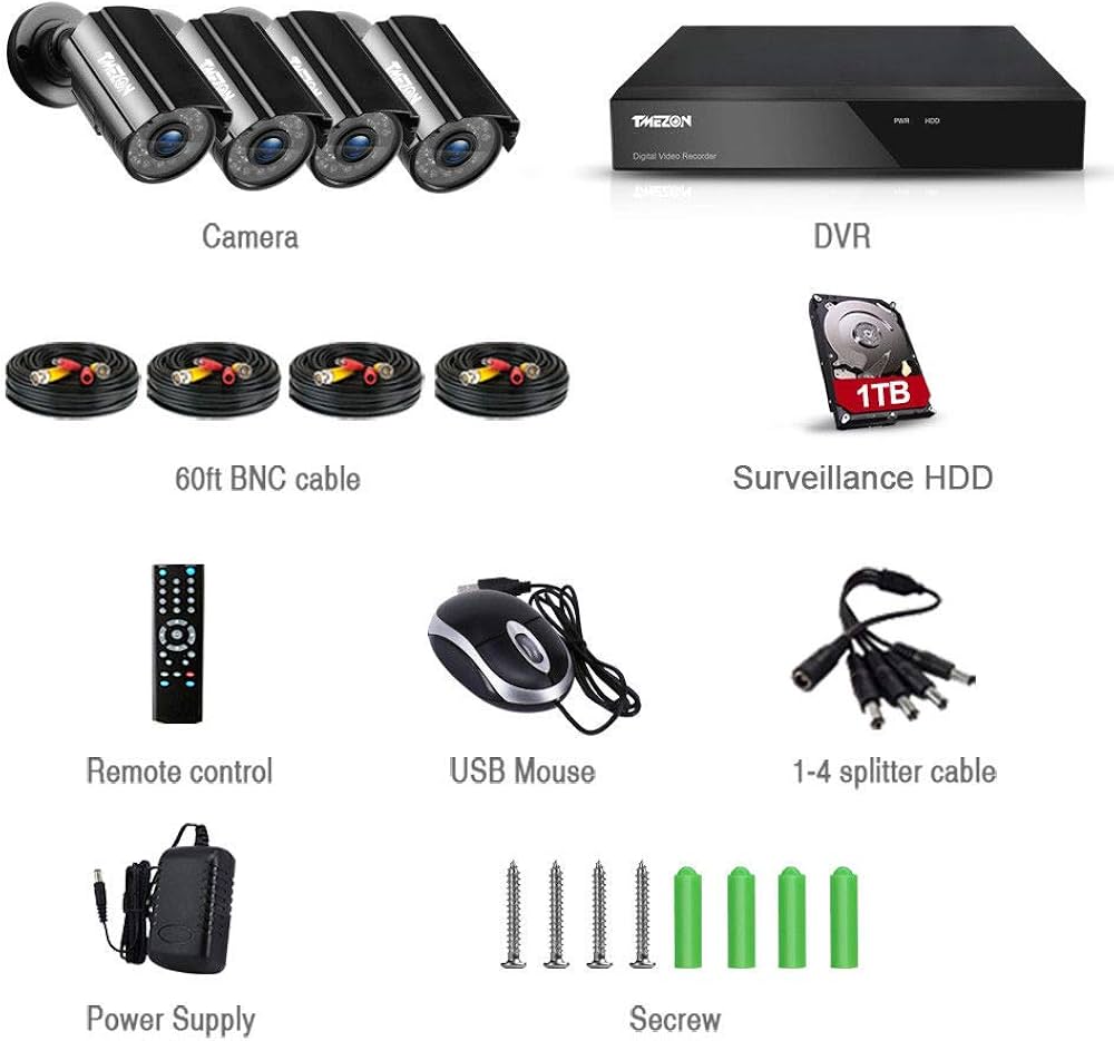 Amazon.co.jp: TMEZON 防犯カメラセット 4CH防犯防犯レコーダー＆ HD