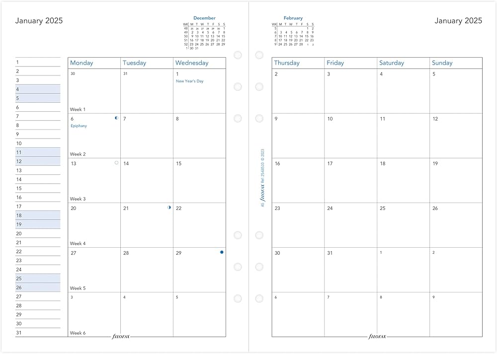 Amazon.co.jp: ファイロファックス システム手帳 リフィル 2025年 1月
