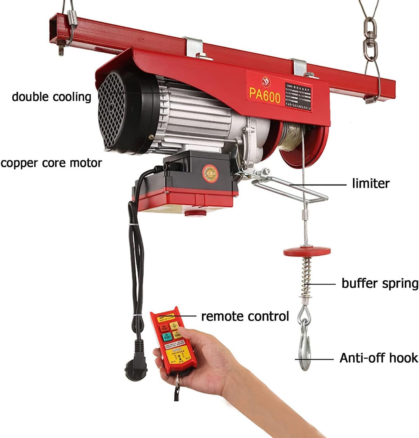 電動ウインチ 電動ホイスト1500W (100KGリフト高さ25M)1468