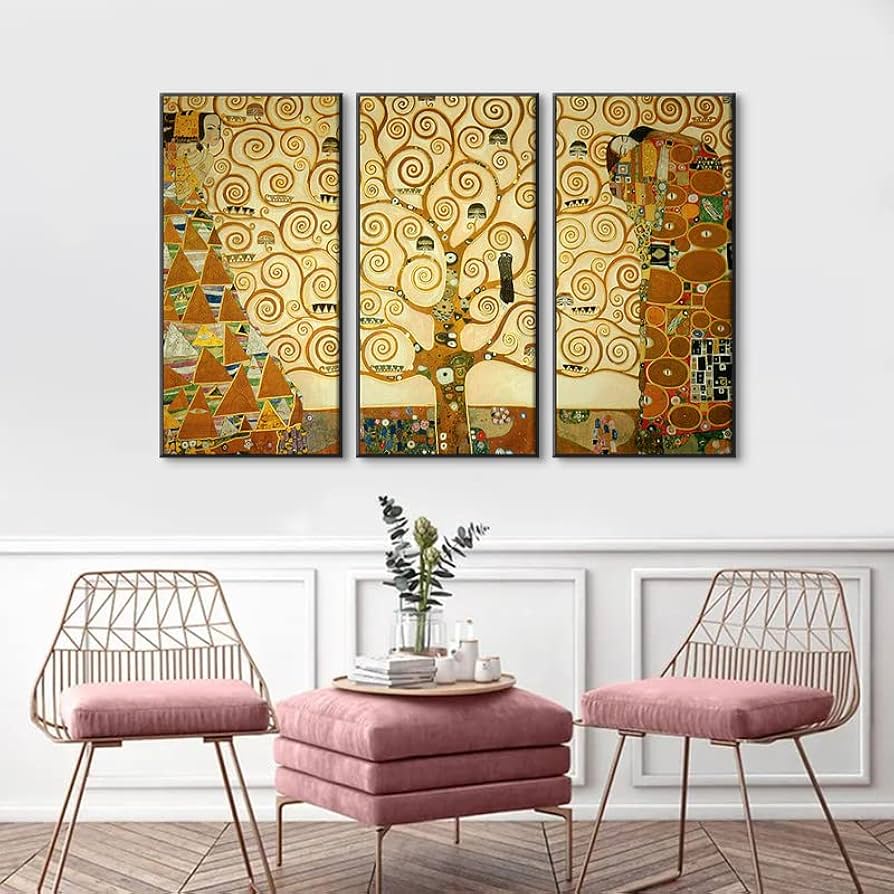 ☆秀作☆ 手書き油絵 クリムト 生命の木肉筆絵画 インテリア 油彩画