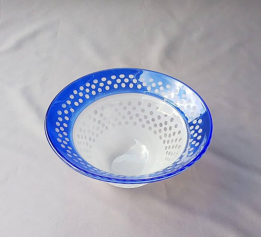 ☆藤原奈津江作☆井桁模様☆吹きガラス菓子器（ボール） ☆藤原奈津江