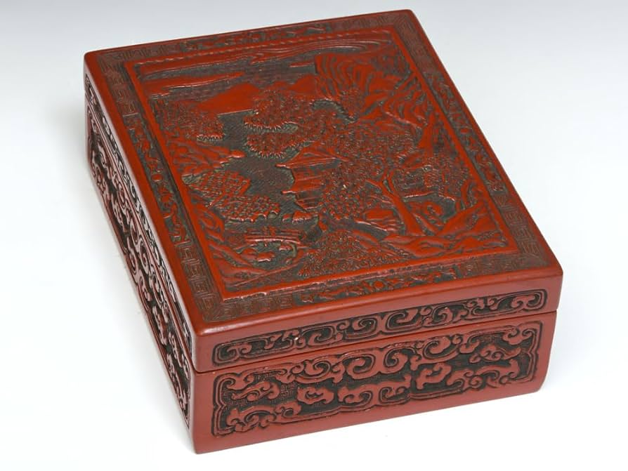 中国美術 堆朱 硯箱 文箱 唐物 中国 古玩 漆芸 文房具 硯 時代物