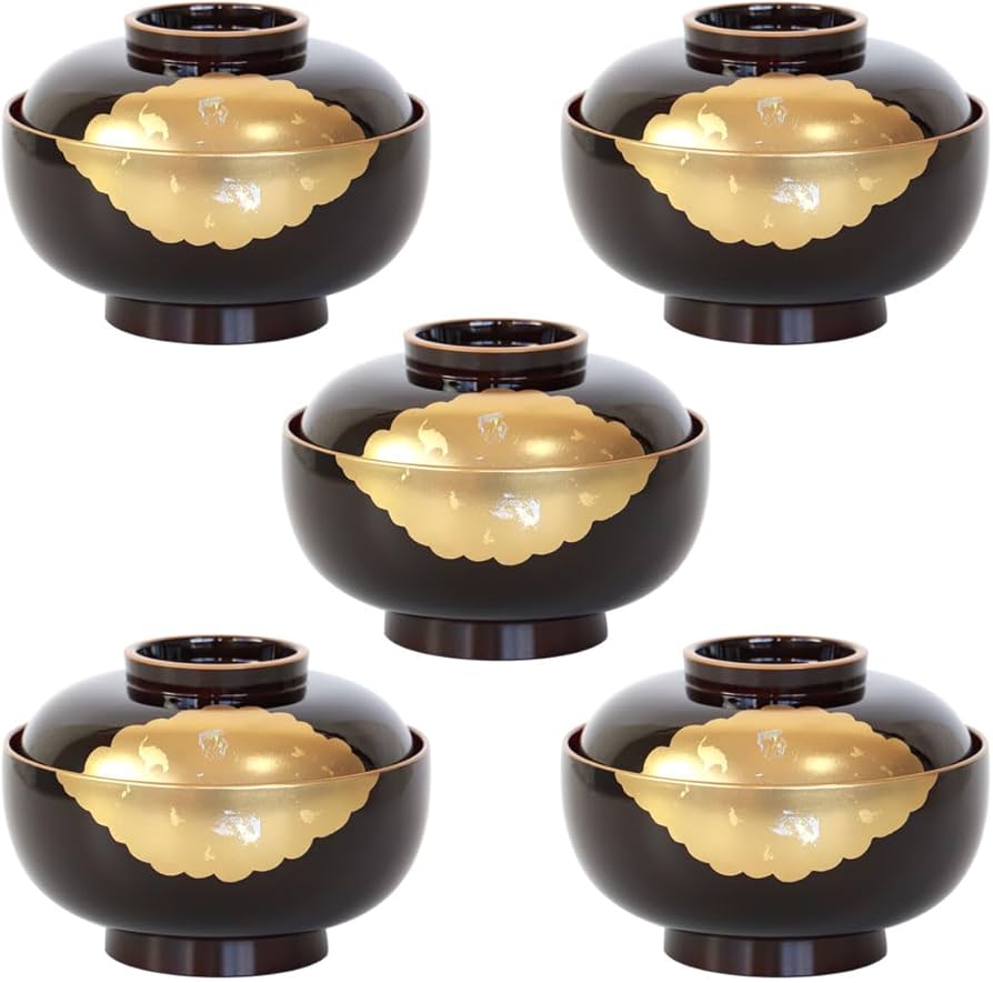 k2f18 漆器 蓋付き椀 セット 金色の鶴 10客 k2f18 漆器 蓋付き椀