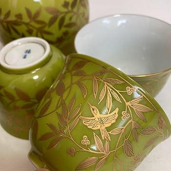 2170 其泉 賞美堂 金彩千鳥祥瑞 茶器セット 急須1客 湯呑5客 2170 其泉