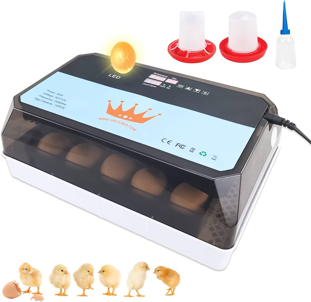 Amazon | 自動孵卵器 15卵 孵化器 うずらの卵鳥類専用孵卵器-大容量