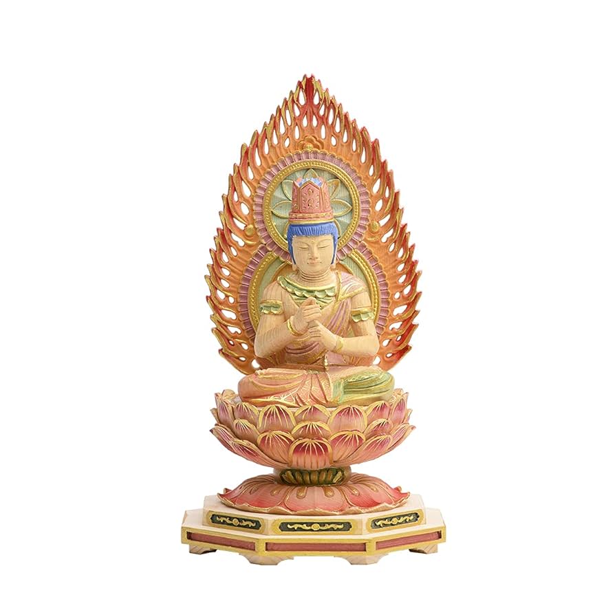 仏教美術 桧彫刻 大日如来像 仏像 華鬘台 C 8862 仏教美術 桧