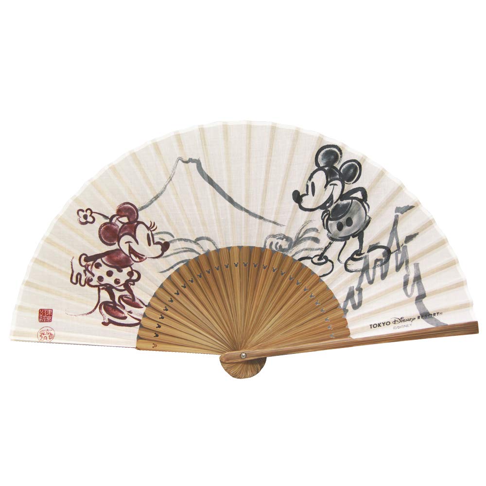 Amazon.co.jp: ディズニー 扇子 (ミッキー＆ミニー 水墨画風 白