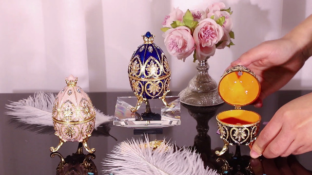 Amazon.com: ELLDOO Faberge Egg Style Trinket Box, Enameled Jewelry