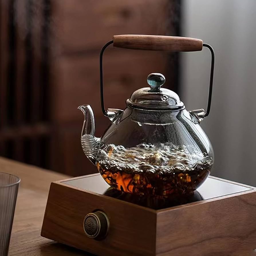 Amazon | 耐熱ガラスポット ティーポット 紅茶ポット 透明 直火可 花茶