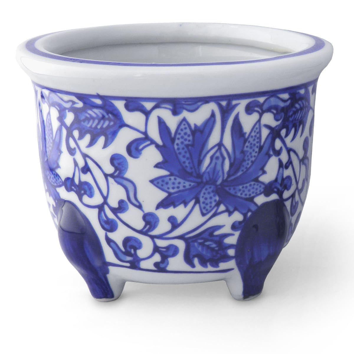 812.佐野大助 赤繪模様紋兽足丸 盆栽鉢 模木鉢 9.7*4cm 812.佐野大助